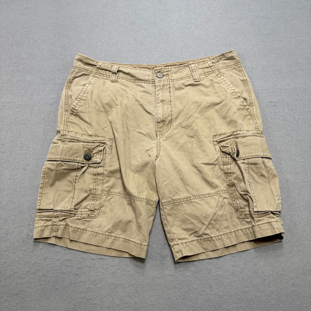 Y2K Old Navy Cargo Shorts Men's 36 Khaki Tan Baggy Cotton Utility Hiking Outdoor